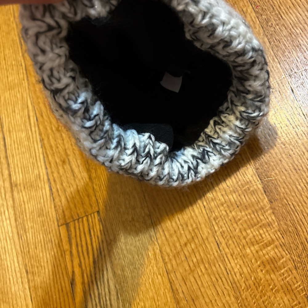 Infinity Raine Red and Black Plaid Beanie with Faux Fur Pom - Picture 5 of 6